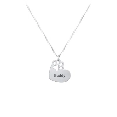 Jewlr Engravable Pawprint Cutout Heart Necklace In Neutral