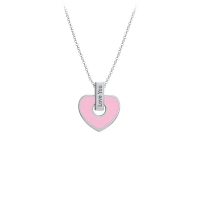 Jewlr Engravable Pink Cold Enamel Heart Pendant