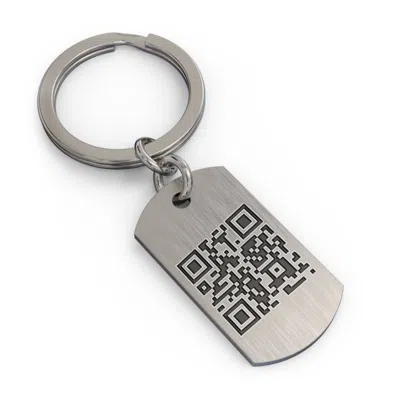 Jewlr Engravable Qr Code Dog Tag Keychain In Metallic