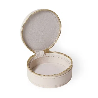 Jewlr Engravable Round Jewelry Travel Case In Cream In Neutral