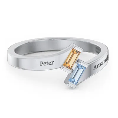 Jewlr Engravable Slanted Baguette Birthstone Ring In Silver