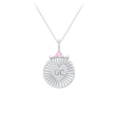 Jewlr Engravable Sunburst Heart Daughters Necklace With Gemstone In Sterling Silver