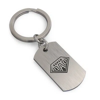 Jewlr Engravable Super Dad Dog Tag Keychain In Silver