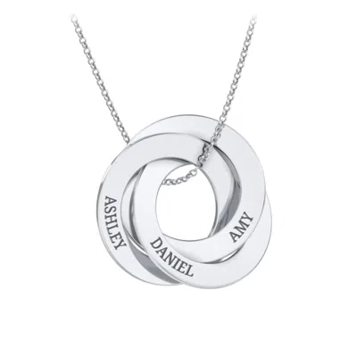 Jewlr Engraved 3 Interlocking Russian Rings Necklace In Metallic