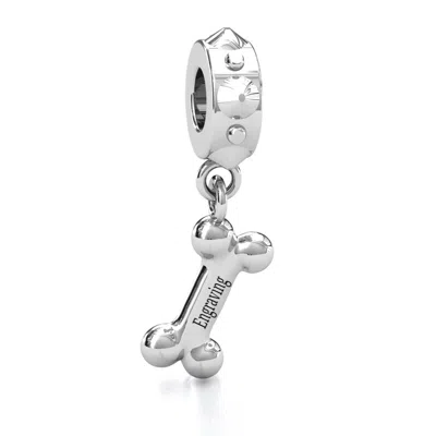 Jewlr Engraved Dog Bone Bracelet Charm In Silver