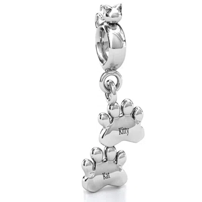 Jewlr Engraved Kitty Prints Bracelet Charm In Orange