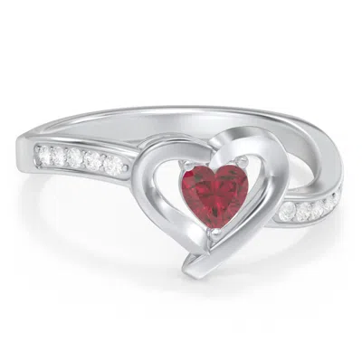 Jewlr Falling For You Accented Heart Ring In Silver