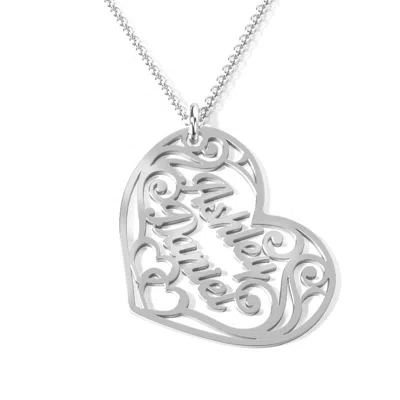 Jewlr Fancy Filigree Heart Name Necklace In White