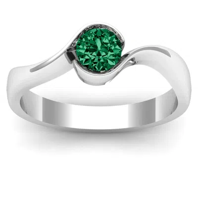 Jewlr Fancy Solitaire Swirl Promise Ring In Silver