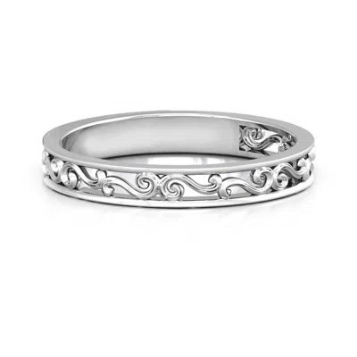 Jewlr Filigree Band Wedding Ring In Metallic