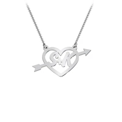 Jewlr First Love Initial Heart Necklace In Metallic