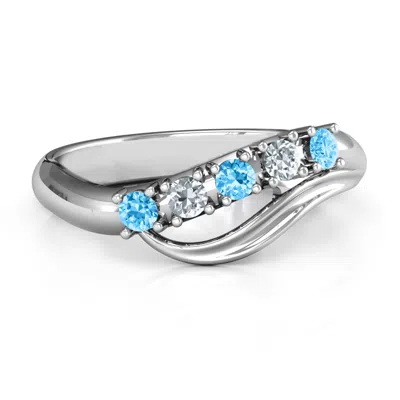 Jewlr Five Stone Wave Birthstone Ring In Silver