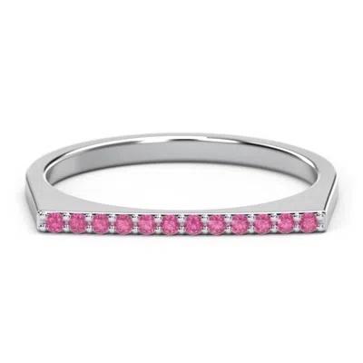 Jewlr Flat Top Stackable Ring With Accents In Silver