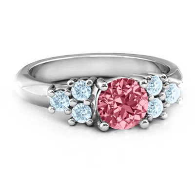 Jewlr Flourish Engagement Birthstone Ring In Silver