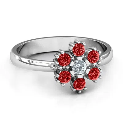 Jewlr Flower Power Birthstone Ring In Silver
