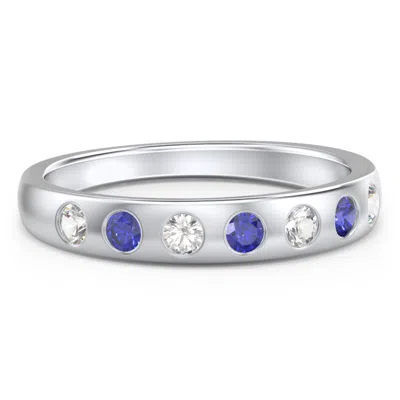 Jewlr Flush Set Gemstone Belt Wedding Ring In Sterling Silver
