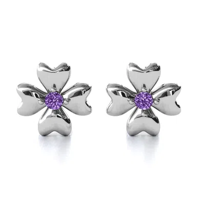 Jewlr Four Heart Clover Daughters Earrings In Sterling Silver