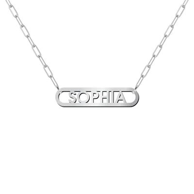 Jewlr Framed Name Necklace With Mini Paperclip Chain In Silver