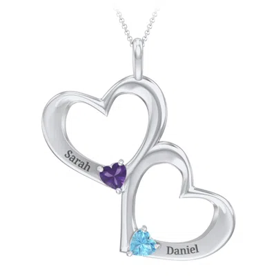 Jewlr Fusion Hanging Hearts Birthstone Pendant In Silver