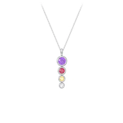 Jewlr Generations 4-stone Bezel Set Mother's Necklace In Silver