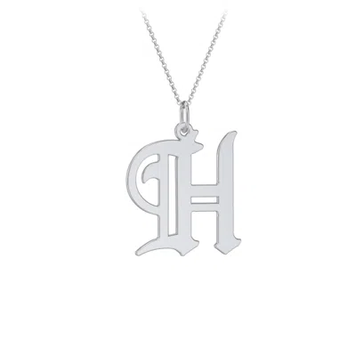 Jewlr Gothic Initial Pendant Necklace - H In Metallic