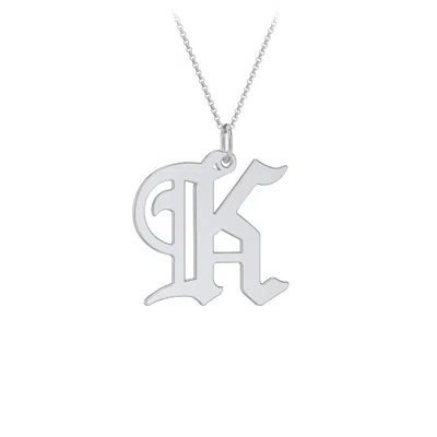 Jewlr Gothic Initial Pendant Necklace - K In Pattern
