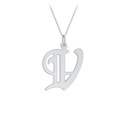 Jewlr Gothic Initial Pendant Necklace - V In Purple