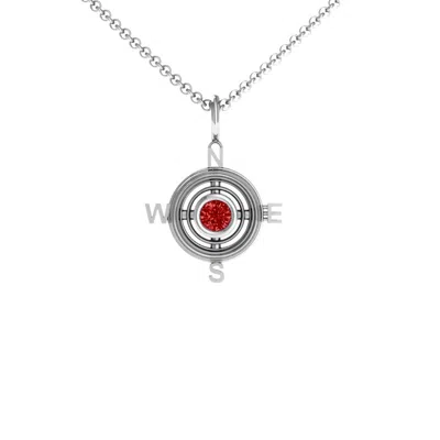 Jewlr Graduation Compass Birthstone Pendant In Silver