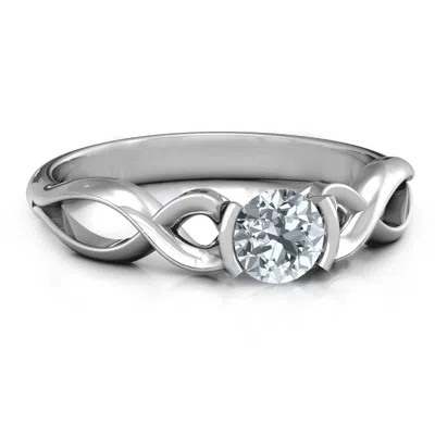 Jewlr Half Bezel Infinity Daughters Ring In Sterling Silver