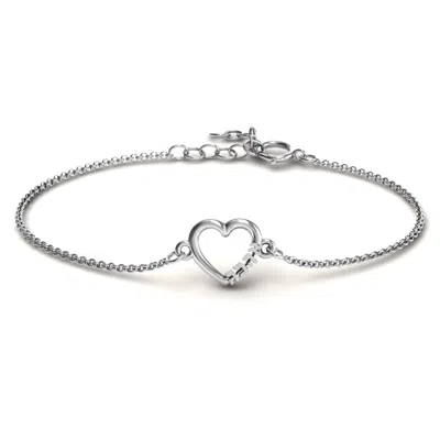 Jewlr Heart 'ahava' Daughters Bracelet In Sterling Silver