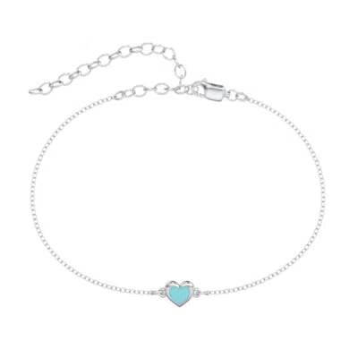 Jewlr Heart Anklet With Cold Enamel In Silver