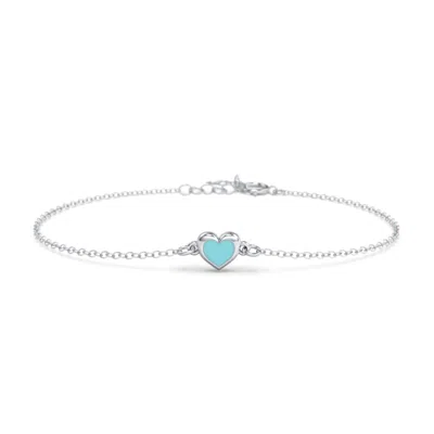 Jewlr Heart Bracelet With Cold Enamel In Silver