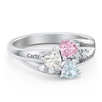 Jewlr Heart Cluster Mothers Ring With Accents In Silver