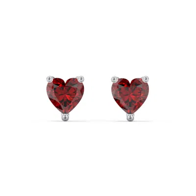Jewlr Heart Stud Birthstone Earrings In Brown