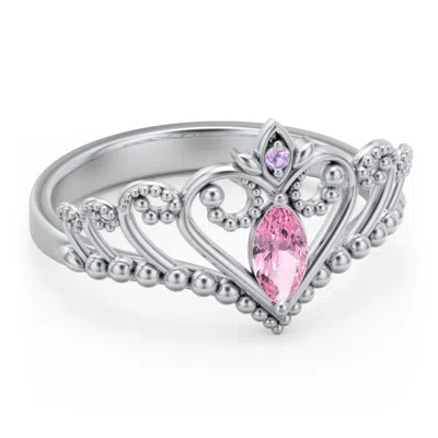 Jewlr Heart Tiara Ring With Marquise Gemstone In Metallic