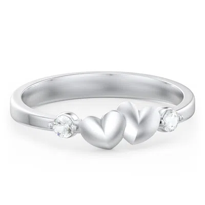 Jewlr Heart-to-heart Promise Ring With Accent Stones In Silver