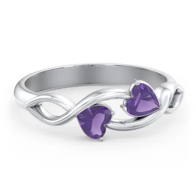 Jewlr Heavenly Hearts Birthstone Ring With Heart Birthstones In Silver