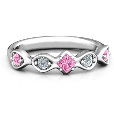 Jewlr Infinite Wave With Princess Cut Center Stone Mothers Ring In Silver