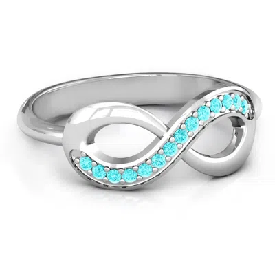 Jewlr Couples Infinity Ring With Single Accent Row In Silver