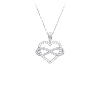 Jewlr Infinity Wrapped Pave Heart Pendant In Metallic