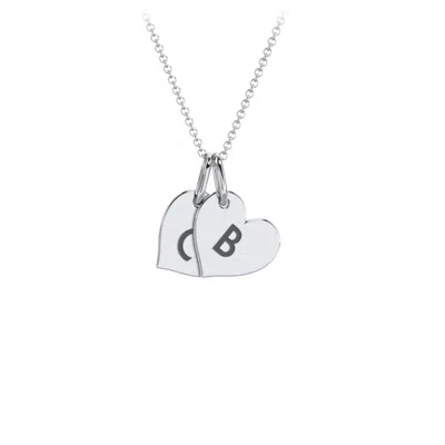Jewlr Initial 2 Heart Disc Necklace In Pattern