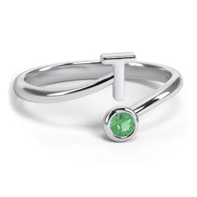 Jewlr Initial & Birthstone Bypass Ring In Purple