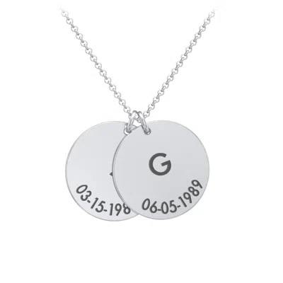 Jewlr Initial And Date Engravable Disc Necklace - 2 In White