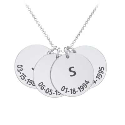 Jewlr Initial And Date Engravable Disc Necklace - 4 In Red