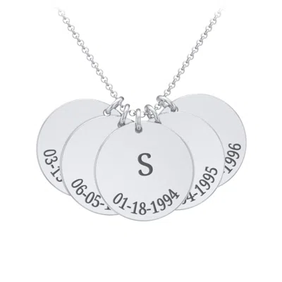 Jewlr Initial And Date Engravable Disc Necklace - 5 In Red