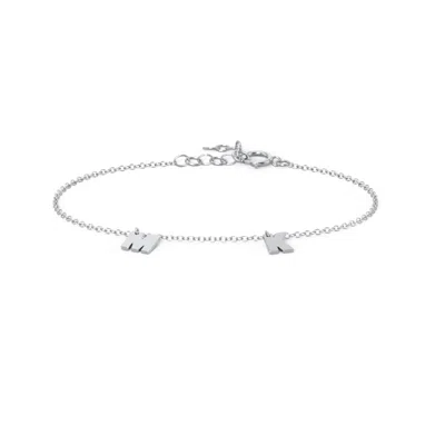 Jewlr Initial Bracelet With 2 Letters - Modern In Metallic