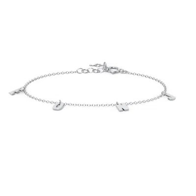 Jewlr Initial Bracelet With 4 Letters - Modern In Metallic