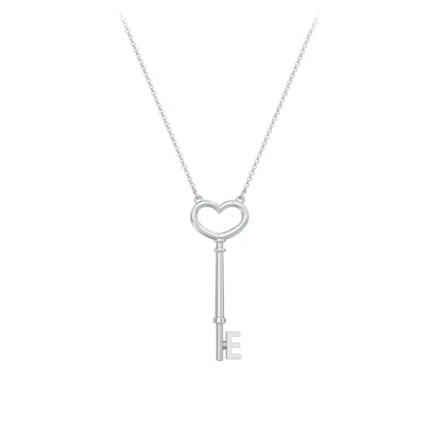 Jewlr Initial Heart Key Necklace - E In Metallic