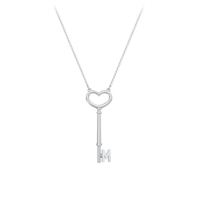 Jewlr Initial Heart Key Necklace - M In Metallic