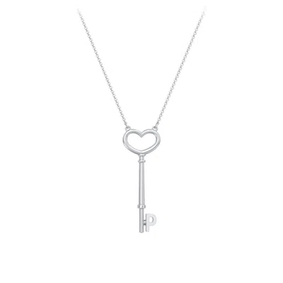 Jewlr Initial Heart Key Necklace - P In Green